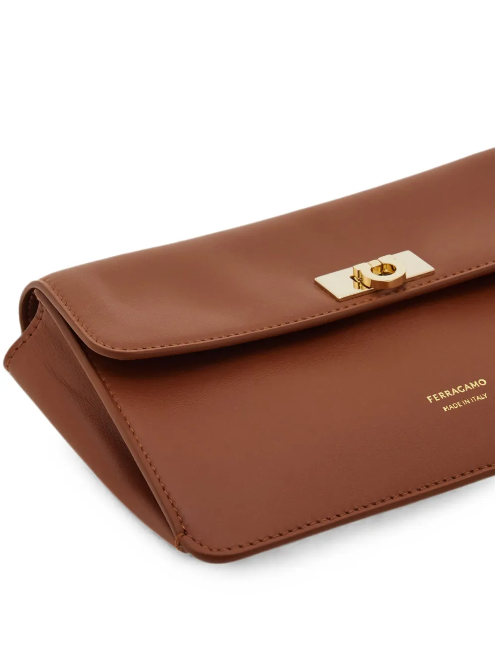 Ferragamo Gancini clutch met draaislot Bruin