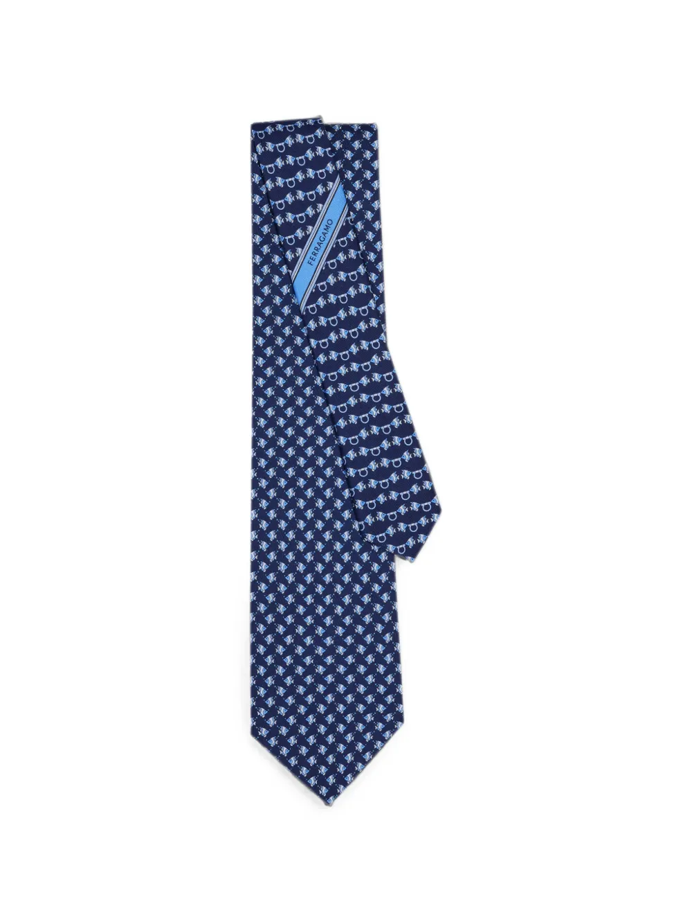 Ferragamo Zijden stropdas met vis-print Blauw
