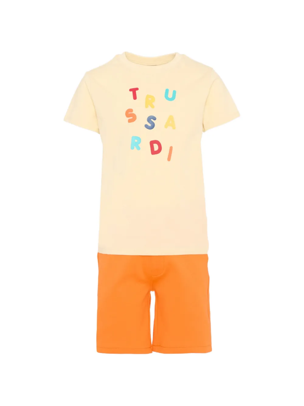 TRUSSARDI JUNIOR logo-print cotton T-shirt and shorts set - Toni neutri