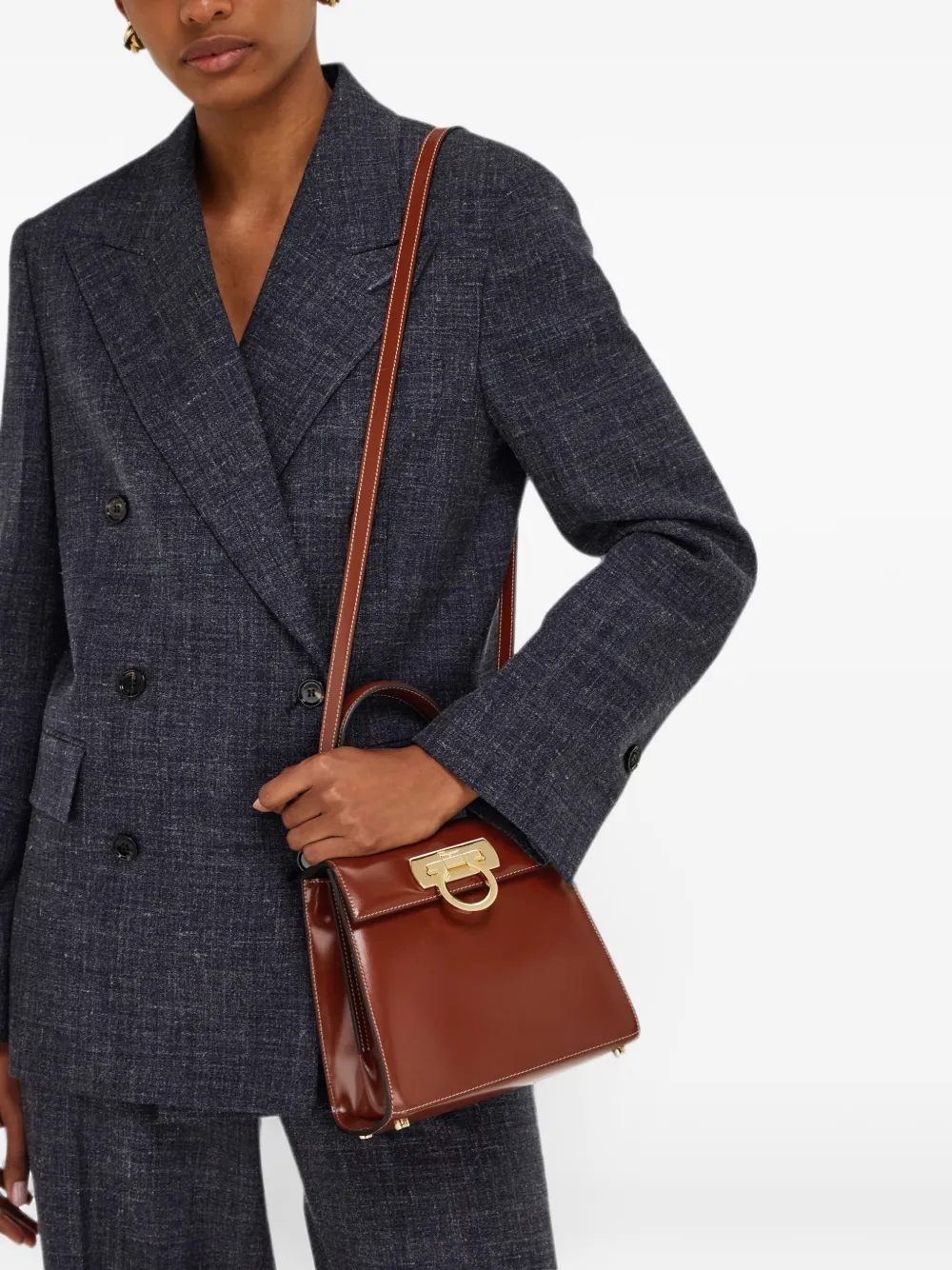 Ferragamo Kleine Iconic shopper met handvat Bruin