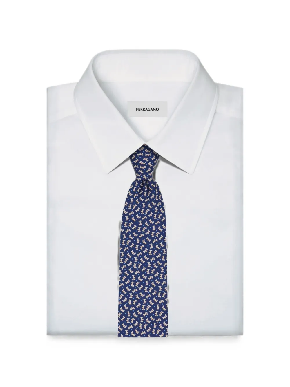 Ferragamo Zijden stropdas met Charlie-print Blauw