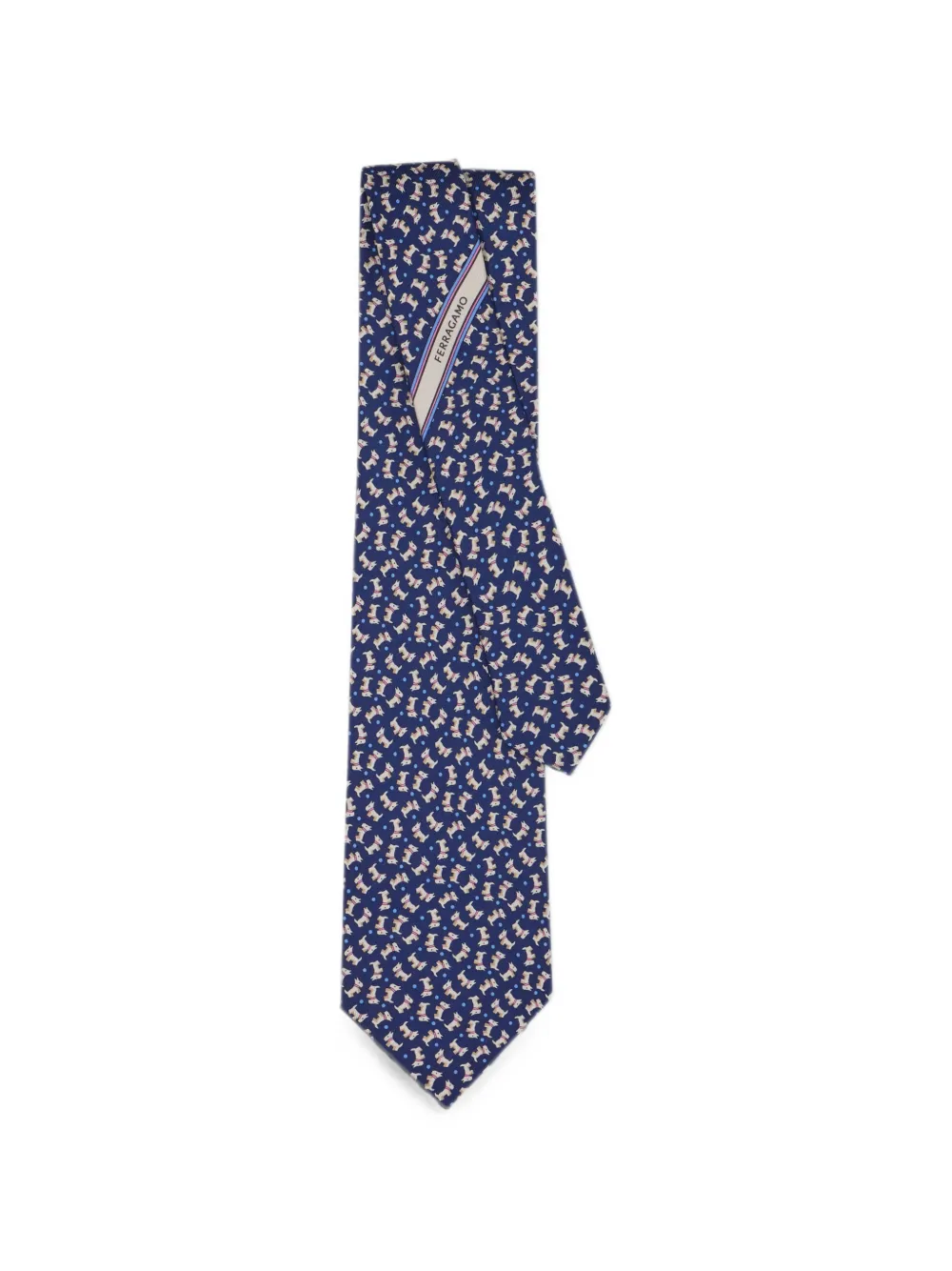 Ferragamo Zijden stropdas met Charlie-print Blauw