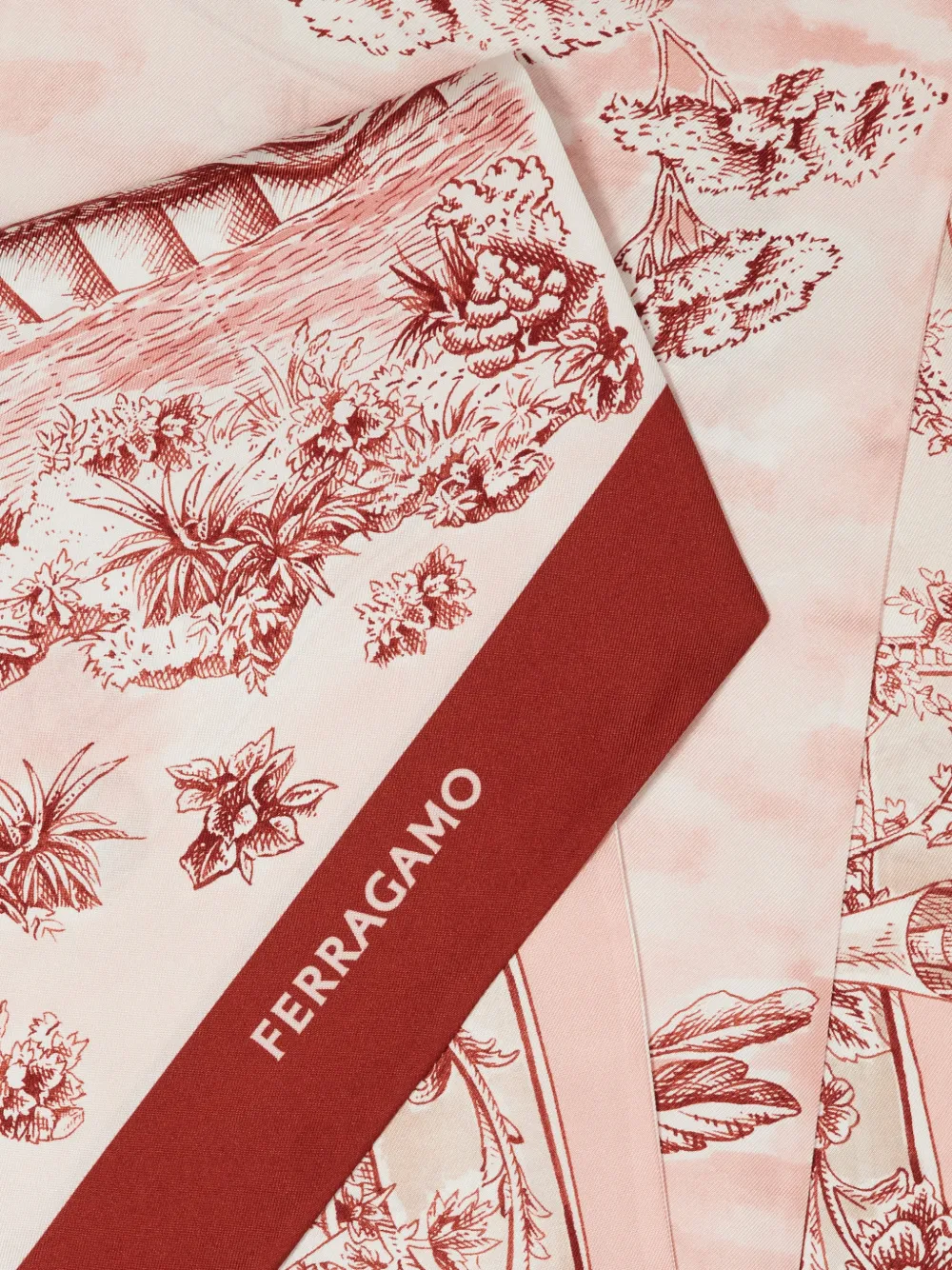 Ferragamo Zijden bandeau met Voyage-print Roze