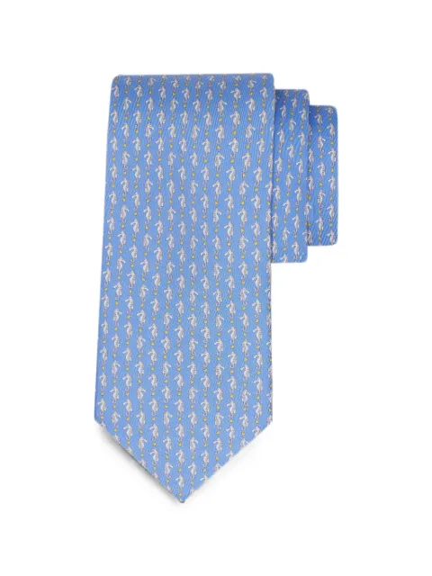 Ferragamo Seahorse-print silk tie