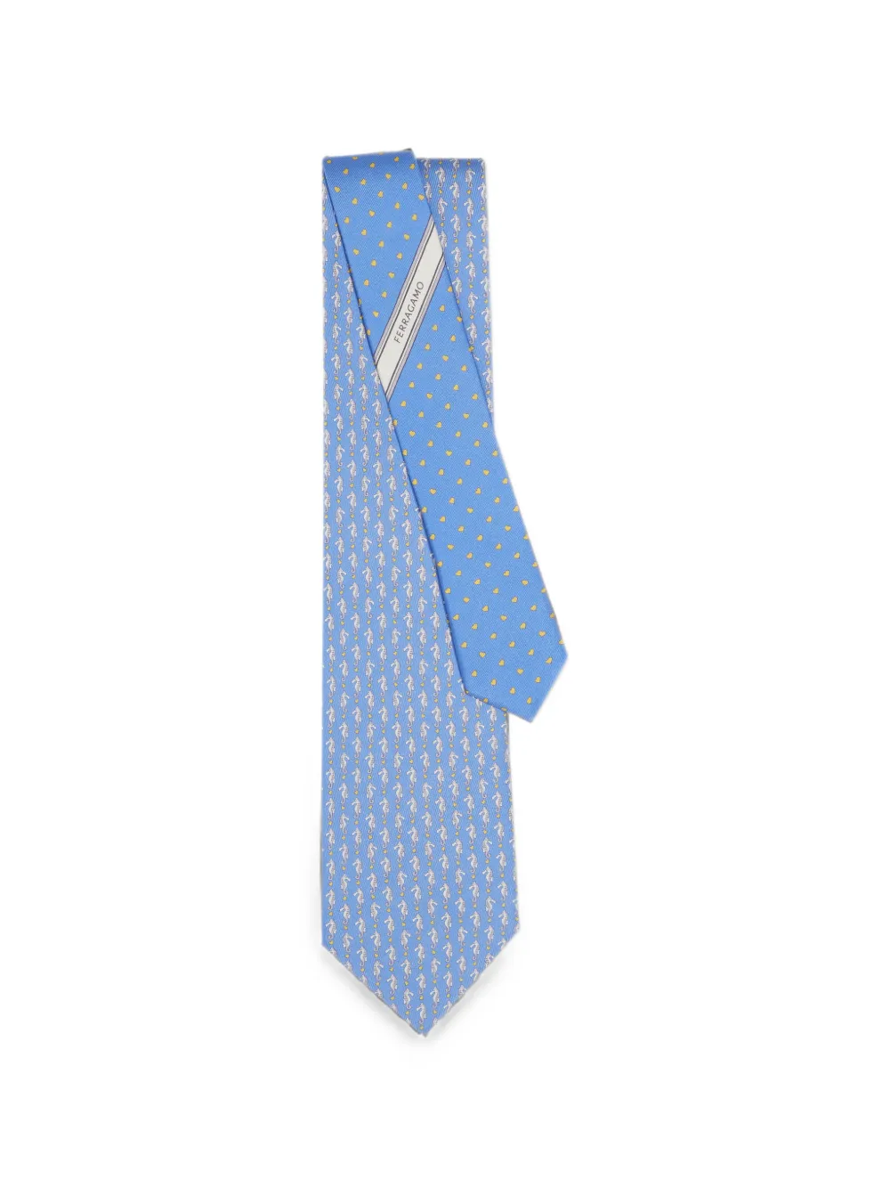 Ferragamo Zijden stropdas met zeepaard-print Blauw