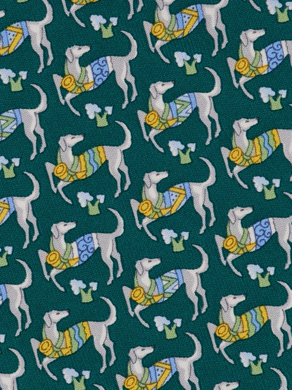 Ferragamo Zijden stropdas met Hounds-print Groen
