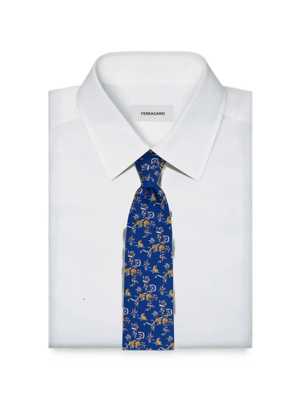 Ferragamo Zijden stropdas met Amazon-print Blauw