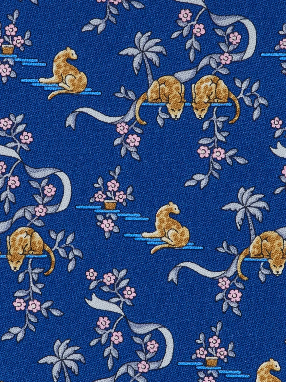 Ferragamo Zijden stropdas met Amazon-print Blauw