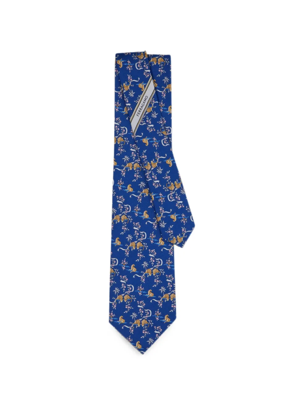 Ferragamo Zijden stropdas met Amazon-print Blauw