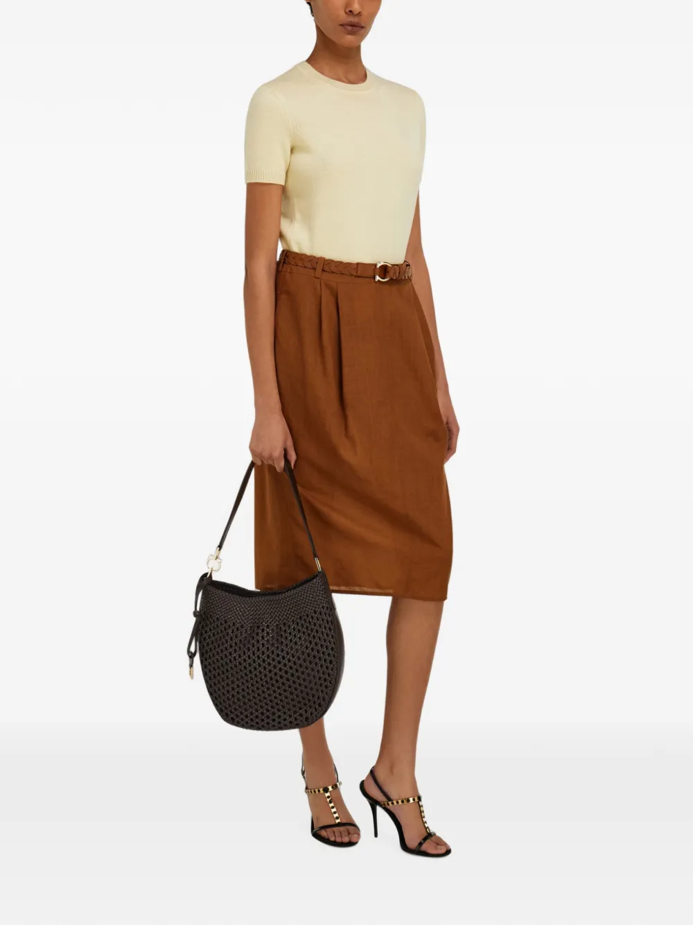 Ferragamo Leren schoudertas Bruin