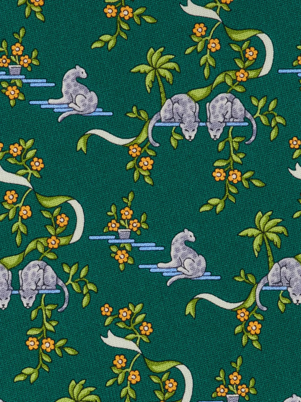 Ferragamo Zijden stropdas met Amazon-print Groen