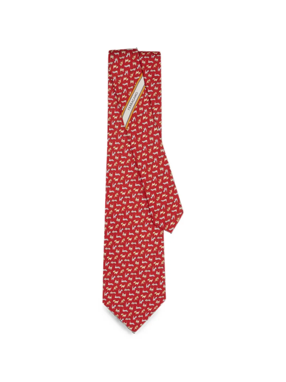 Ferragamo Zijden stropdas met hondenprint Rood