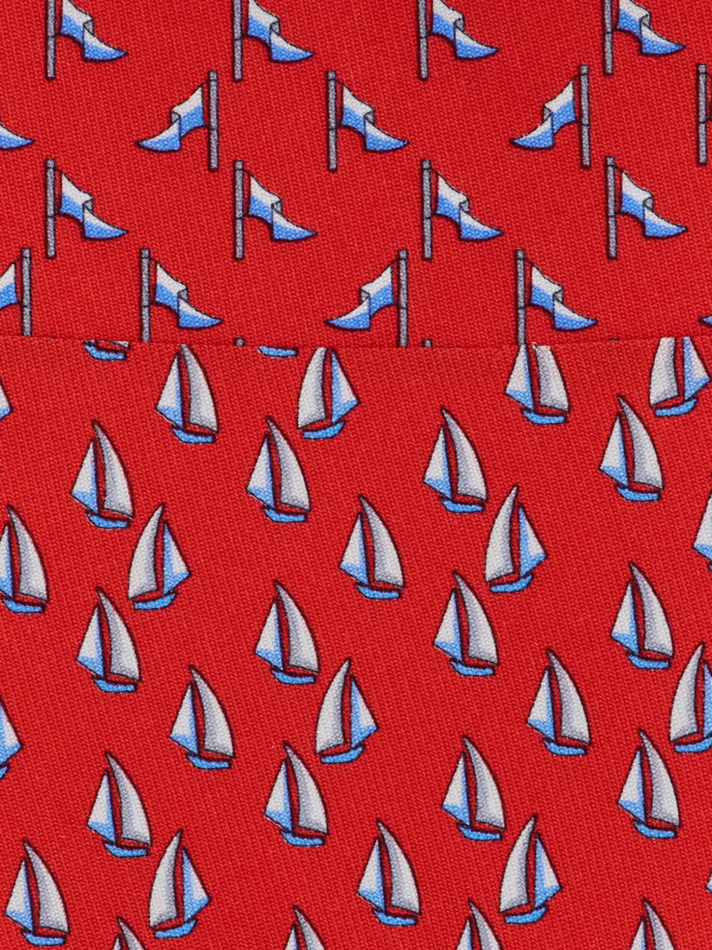 Ferragamo Zijden stropdas met nautische print Rood