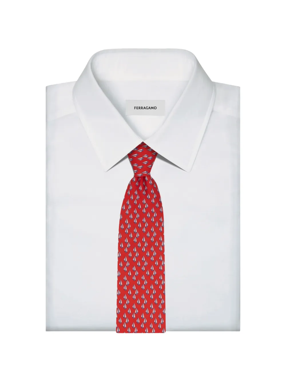 Ferragamo Zijden stropdas met nautische print Rood