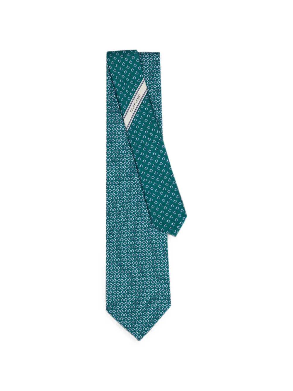 Ferragamo Zijden stropdas met Gancini-print Groen