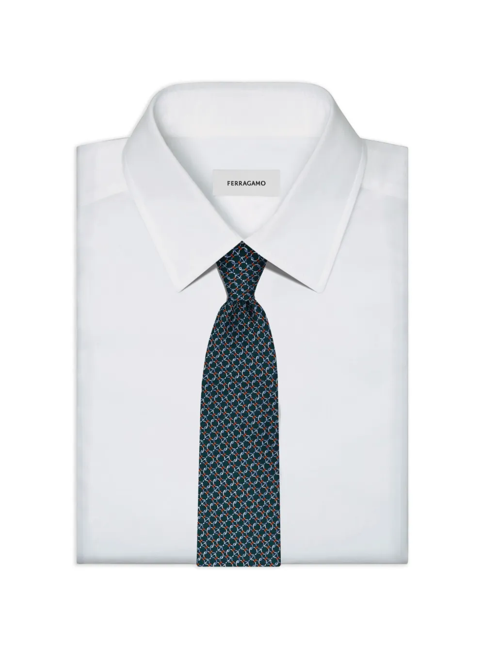 Ferragamo Stropdas met jacquard Groen