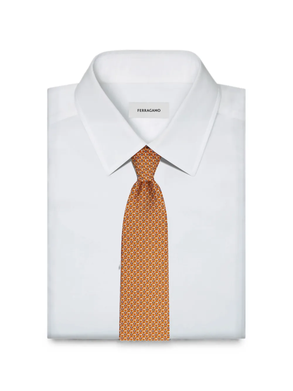 Ferragamo Zijden stropdas met Gancini-print Oranje