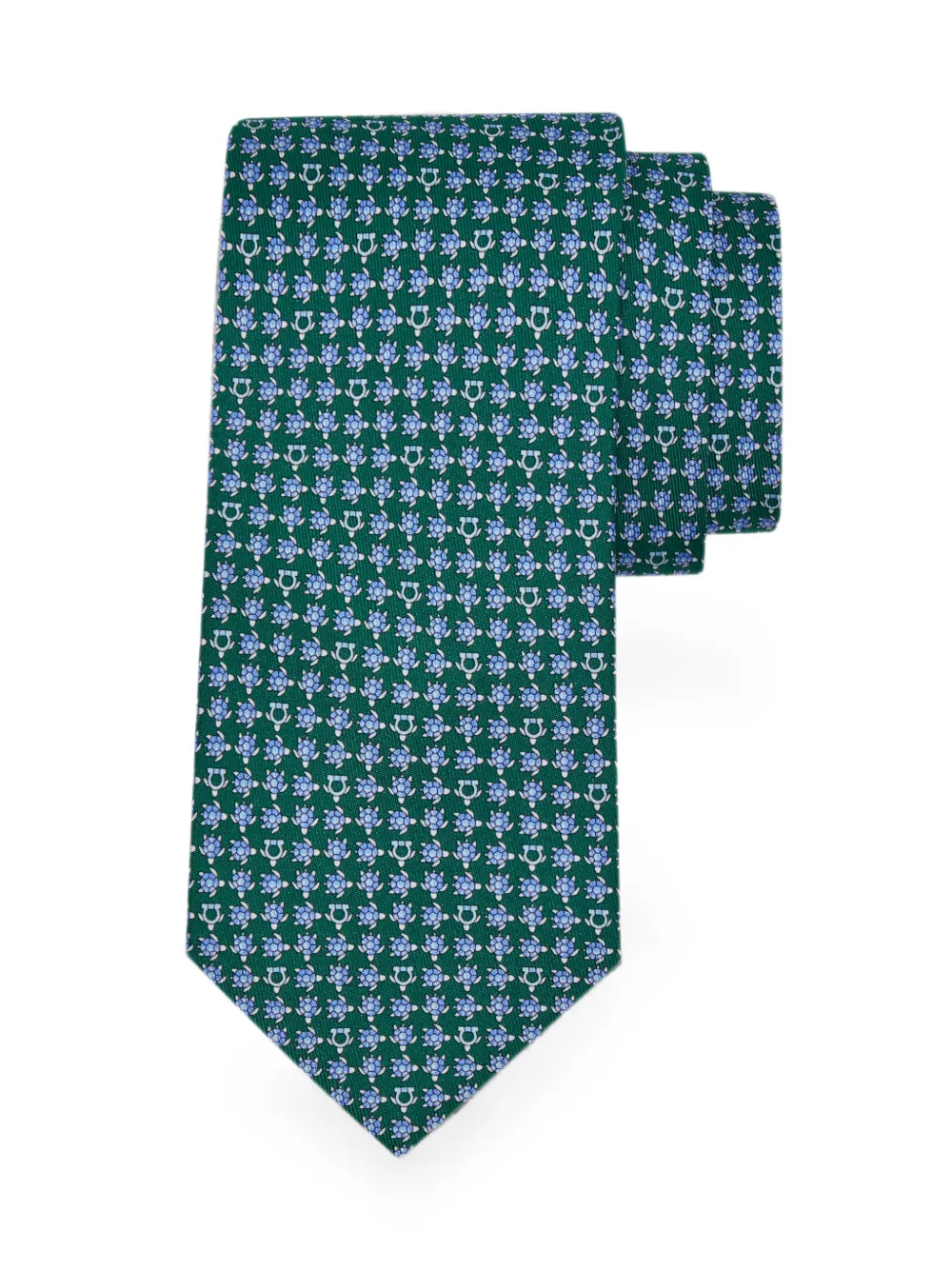 Ferragamo Zijden stropdas met schildpad-print Groen