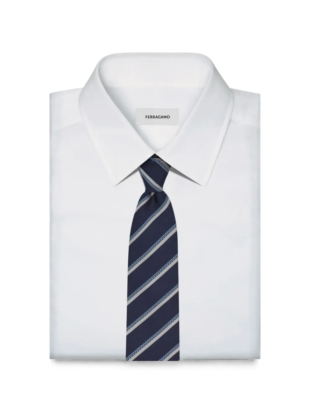 Ferragamo Regimental zijden stropdas met jacquard Blauw