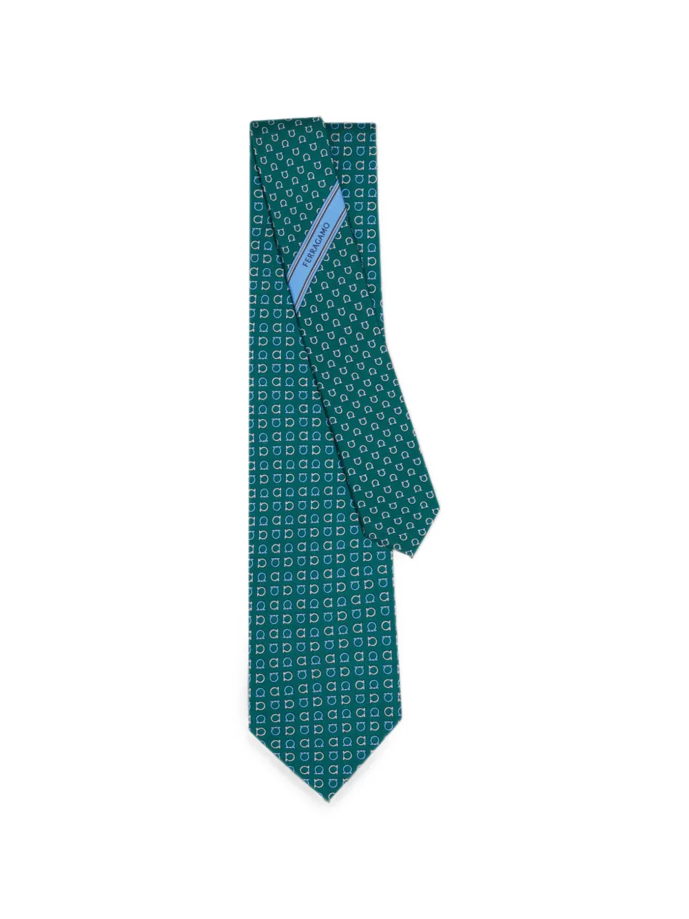 Ferragamo Zijden stropdas met Gancini-print Groen