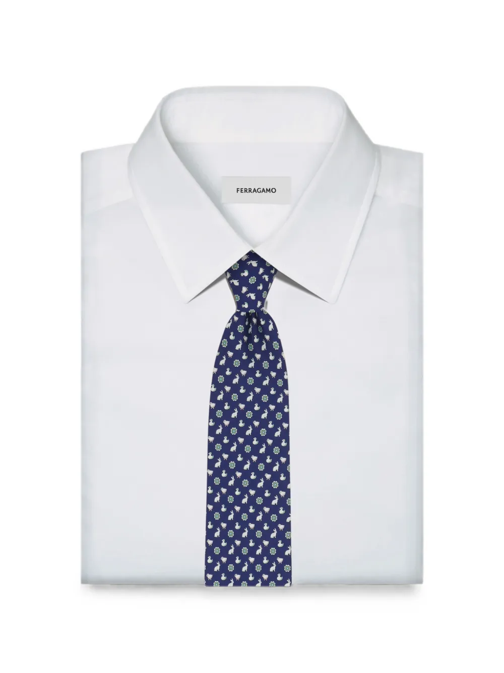 Ferragamo Zijden stropdas met print Blauw