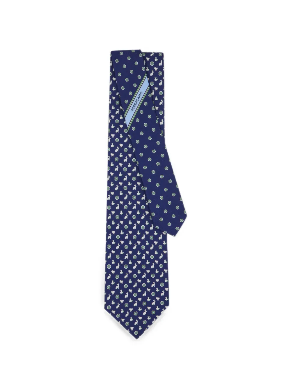 Ferragamo Zijden stropdas met print Blauw