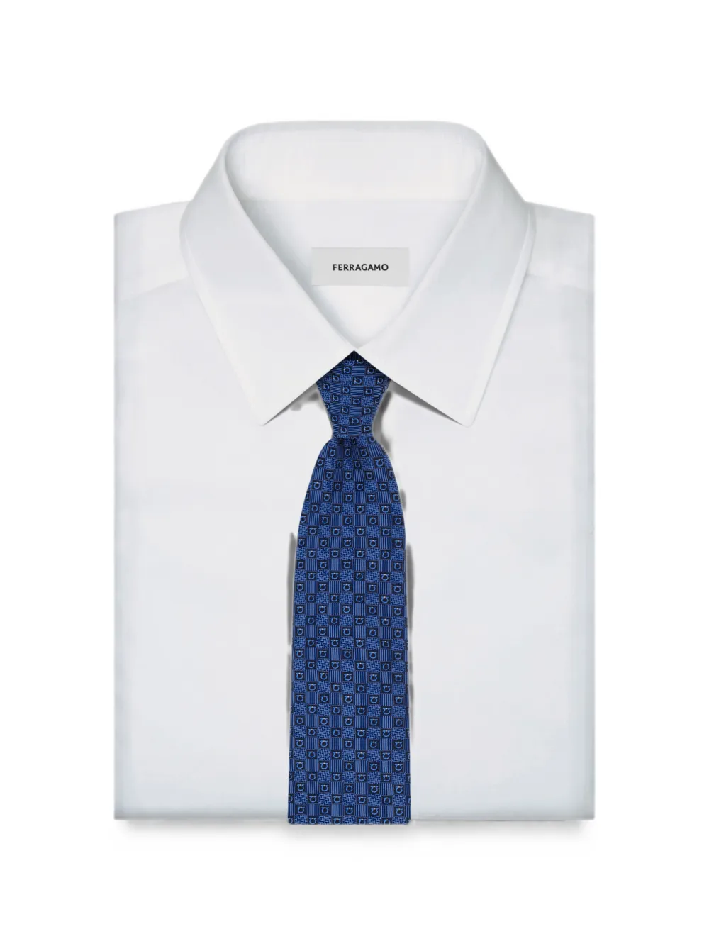 Ferragamo Stropdas met jacquard Blauw