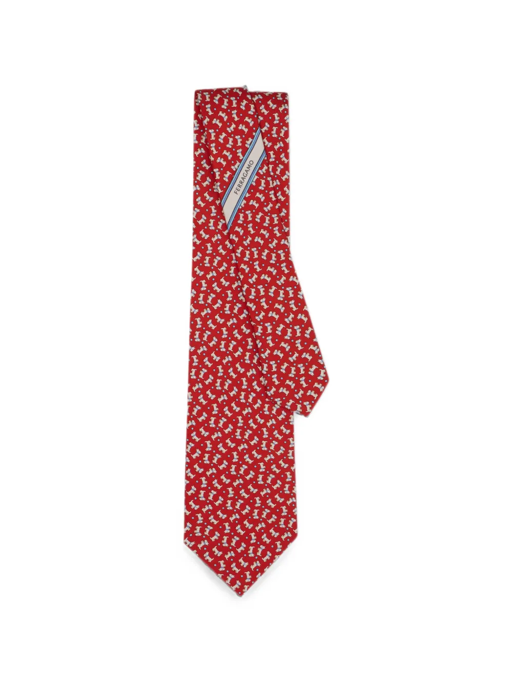 Ferragamo Zijden stropdas met Charlie-print Rood