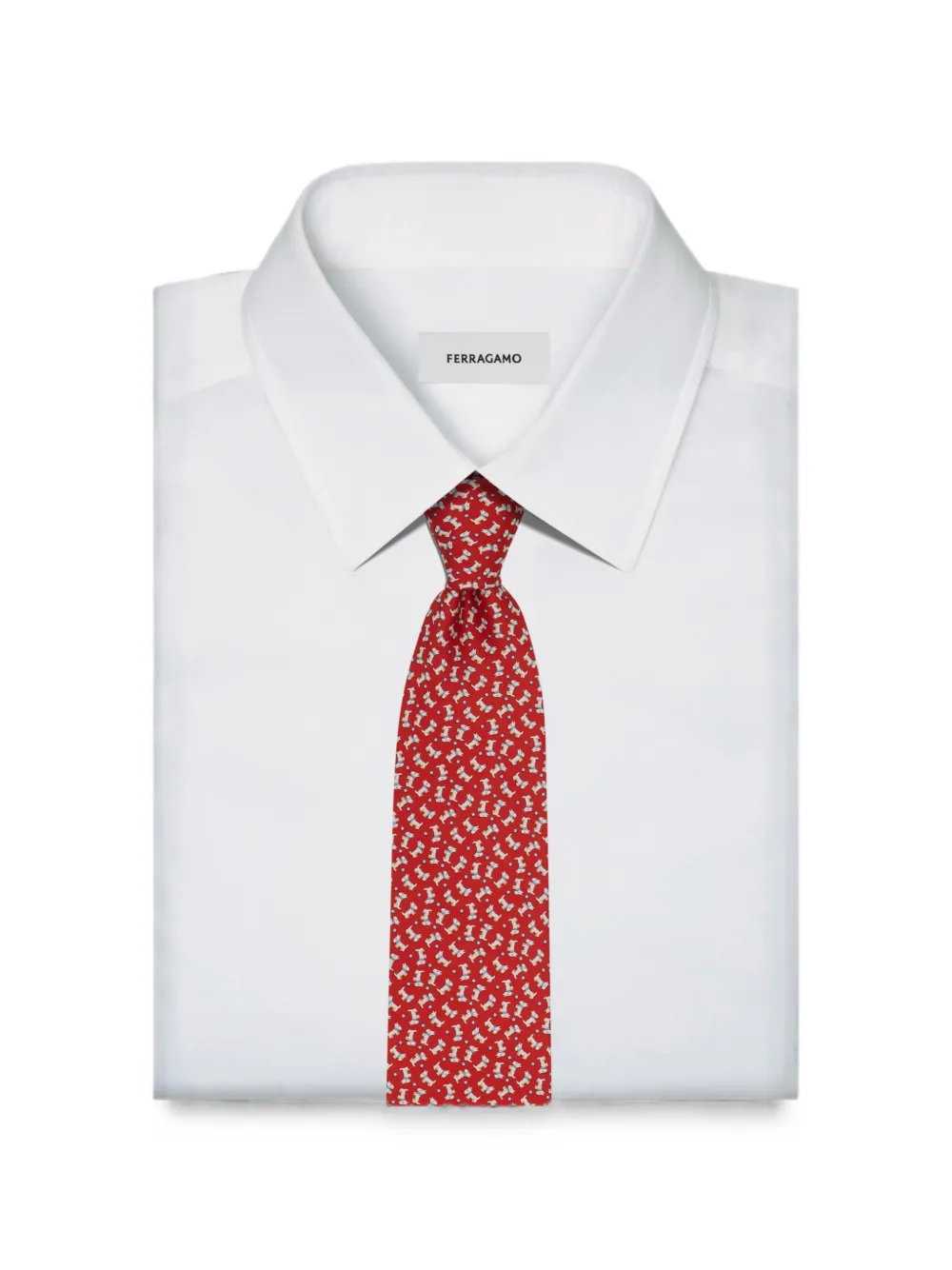 Ferragamo Zijden stropdas met Charlie-print Rood