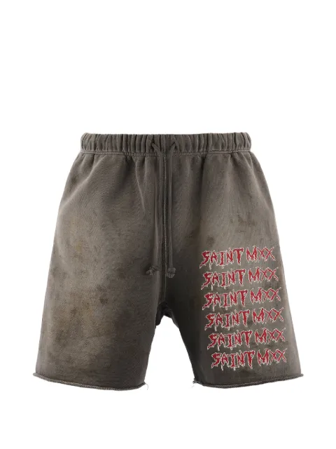 SAINT MXXXXXX logo-print raw-cut shorts
