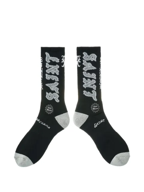 SAINT MXXXXXX logo-intarsia ribbed-knit socks