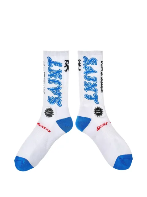 SAINT MXXXXXX logo-intarsia ribbed-knit socks