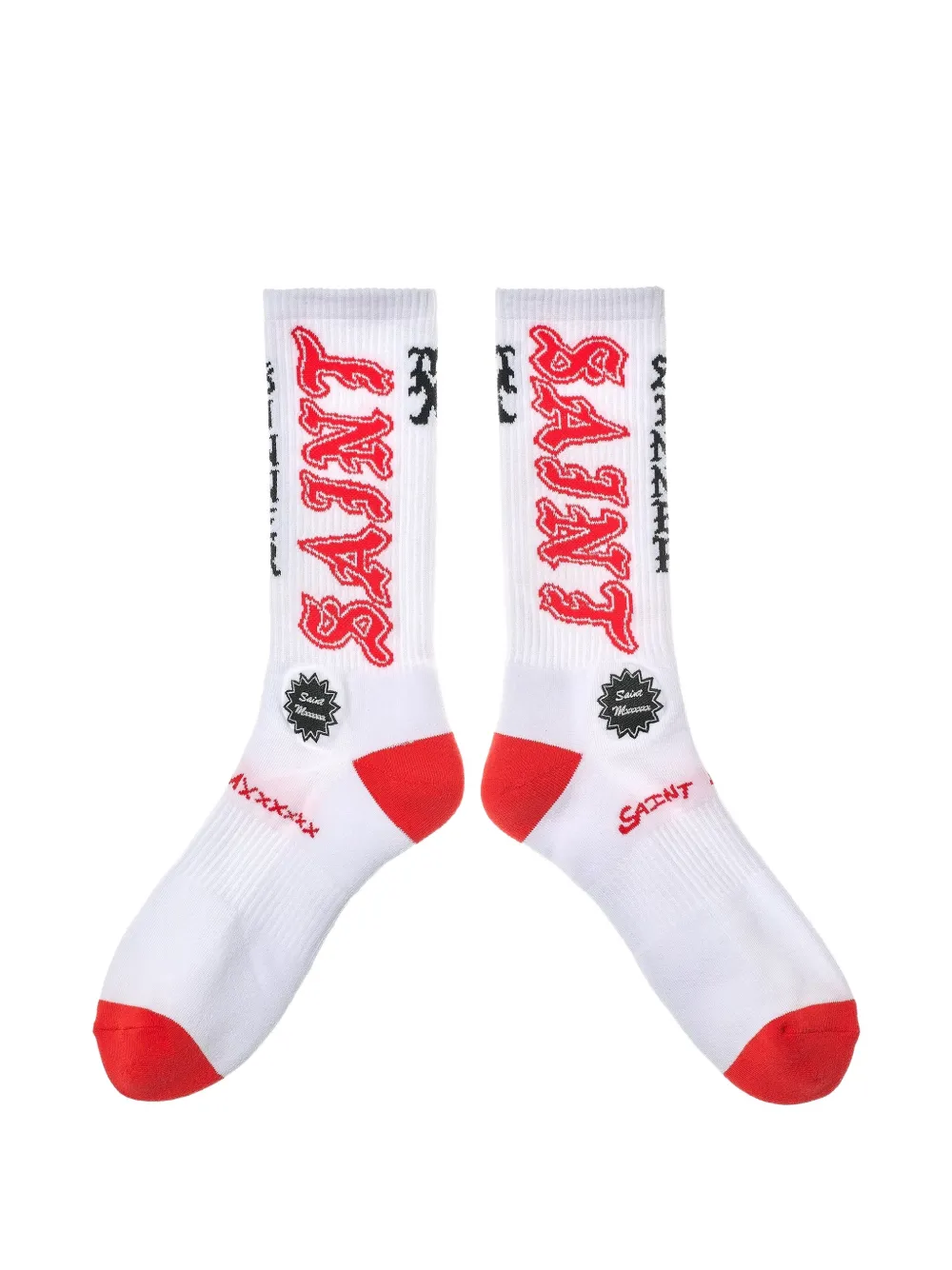 SAINT MXXXXXX logo-intarsia ribbed-knit socks - Bianco