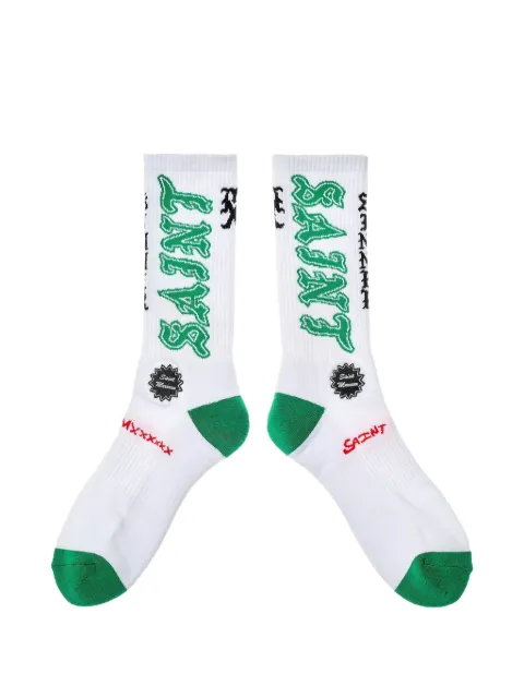 SAINT MXXXXXX logo-print intarsia-knit socks