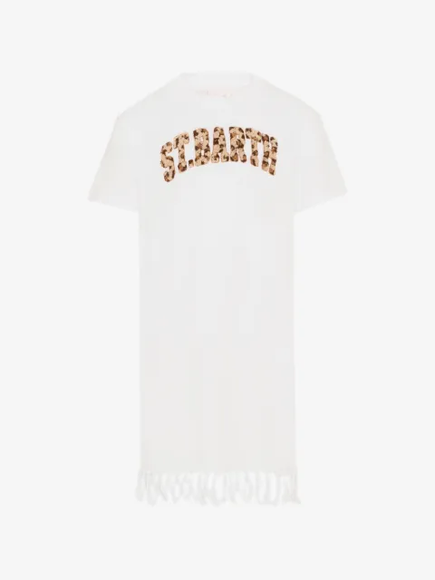MC2 Saint Barth Kids vestido de playa con parche del logo y flecos