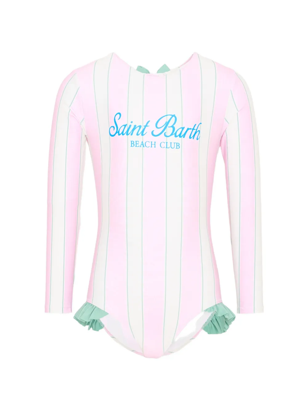 MC2 Saint Barth Kids stripe-print ruffled swimsuit - Weiß