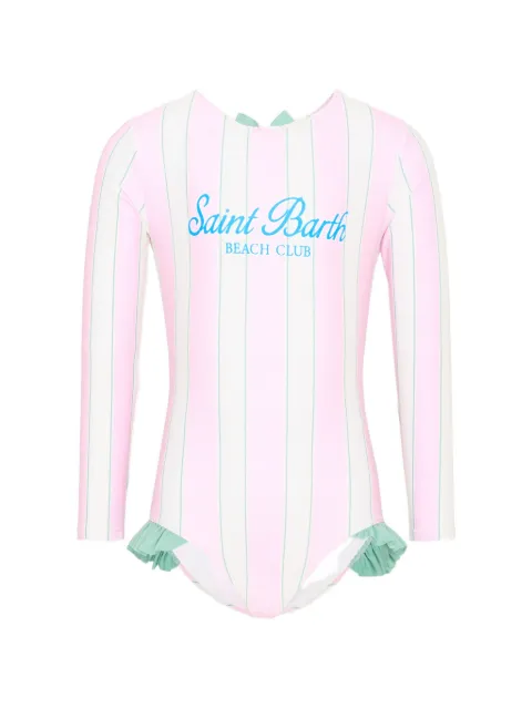 MC2 Saint Barth Kids stripe-print ruffled swimsuit