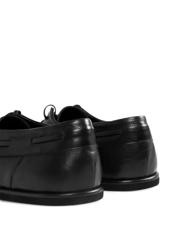 Auralee lace-up Leather Boat Shoes | Black | FARFETCH
