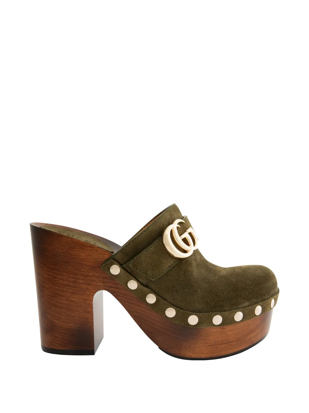Gucci Double G stud-embellished mules - Green