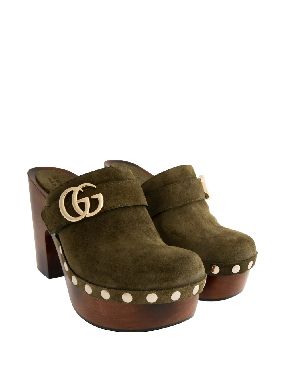 Gucci Muiltjes verfraaid met studs en GG logo Groen