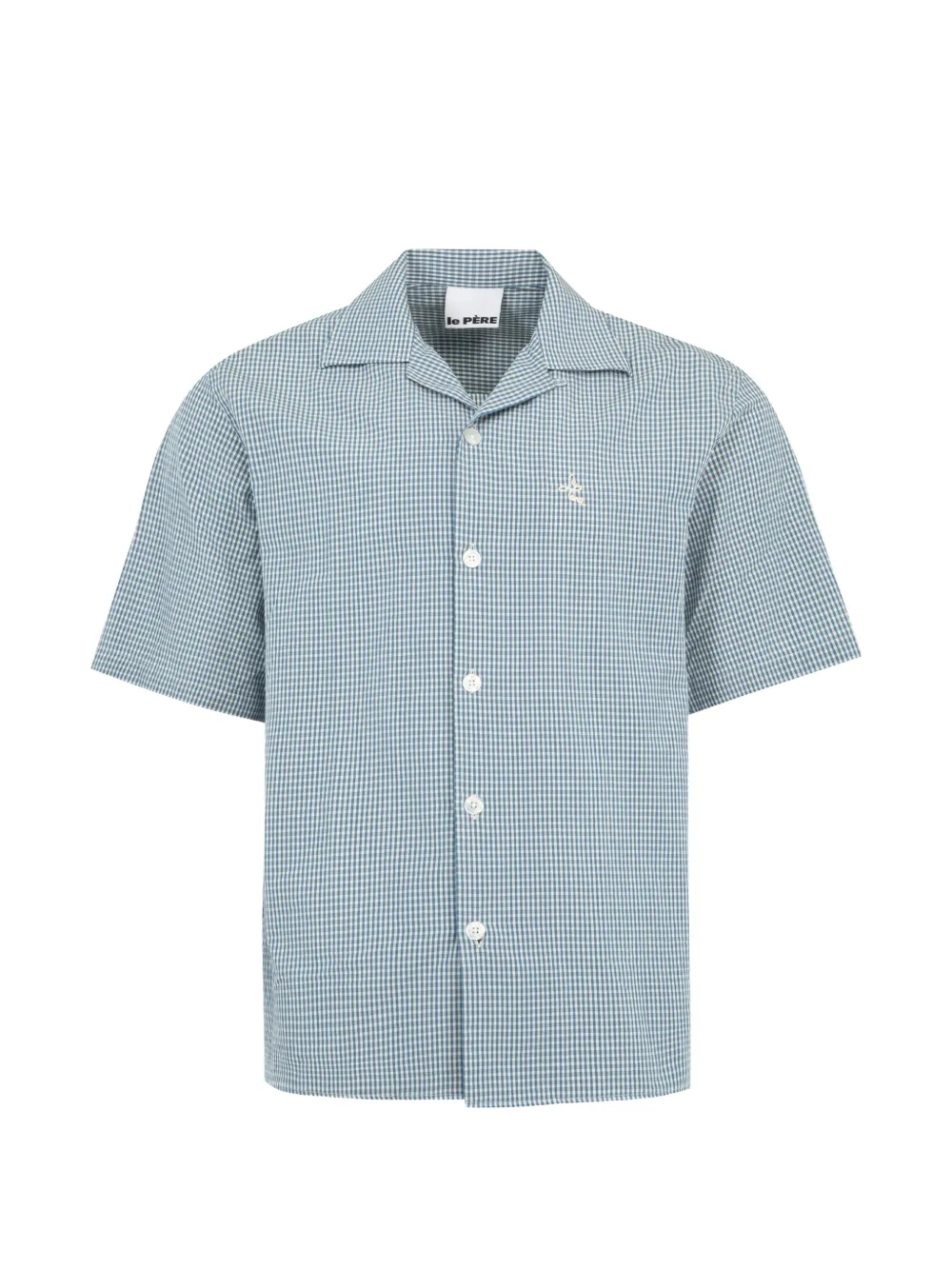 Le Pere gingham-check camp-collar shirt - Blu