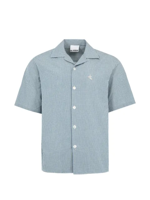 Le Pere gingham-check camp-collar shirt