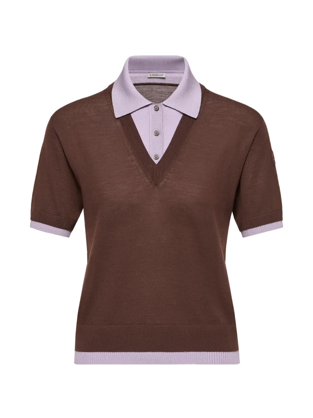Moncler layered-effect short-sleeve sweater - Braun