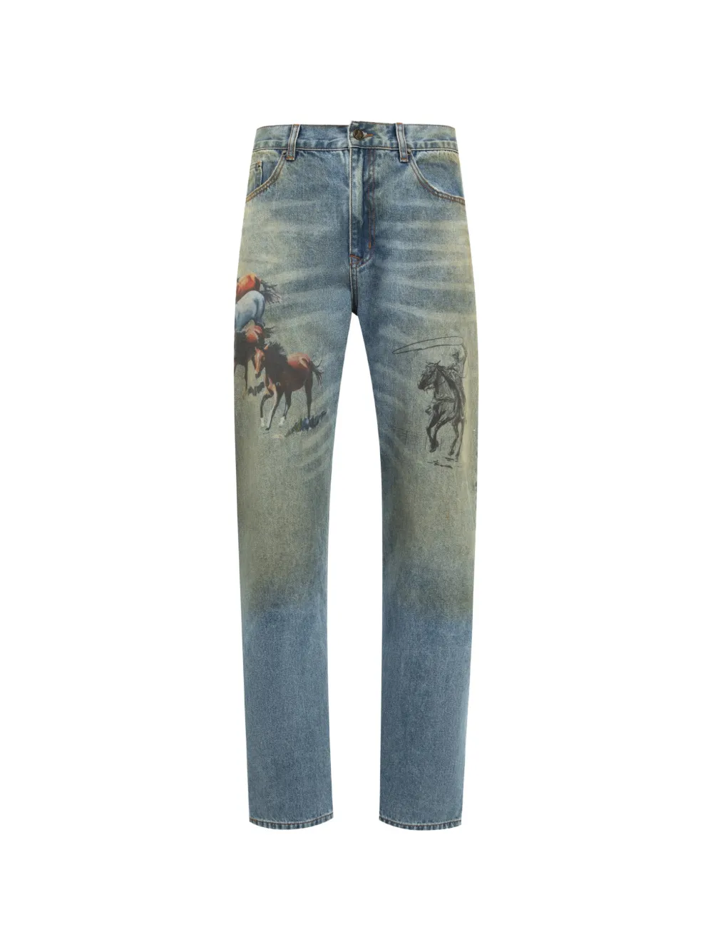 One Of These Days graphic-print straight-leg jeans - Blu
