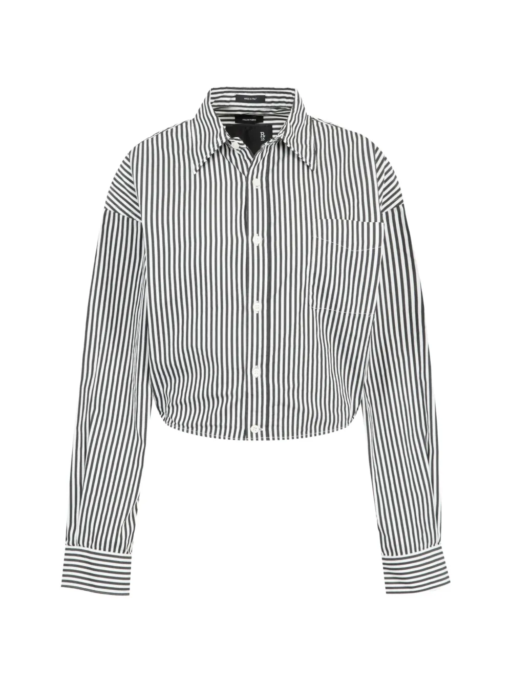 R13 stripe-print cropped shirt - Black