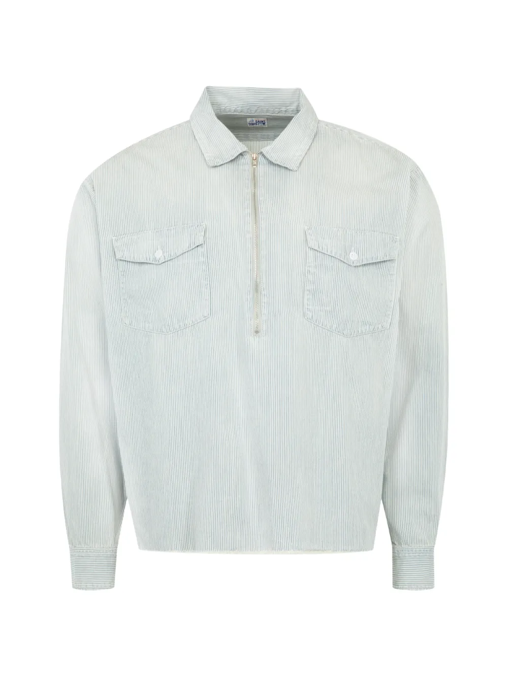 SAINT MXXXXXX hickory-stripe zip-up shirt - Blu