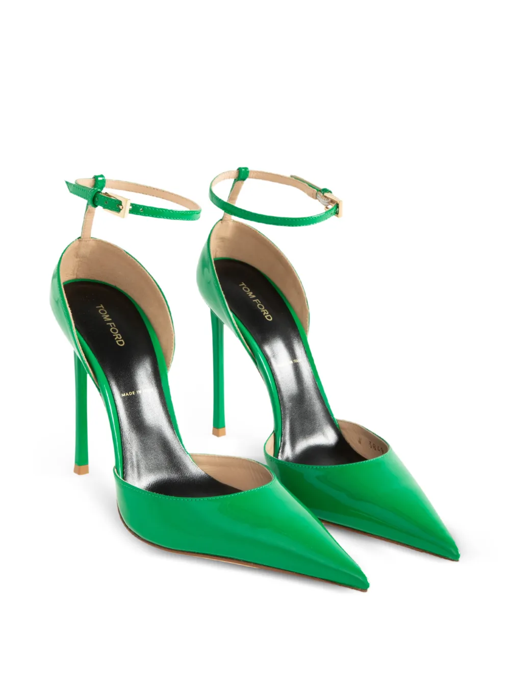TOM FORD Vertigo patent-leather ankle-strap pumps Groen