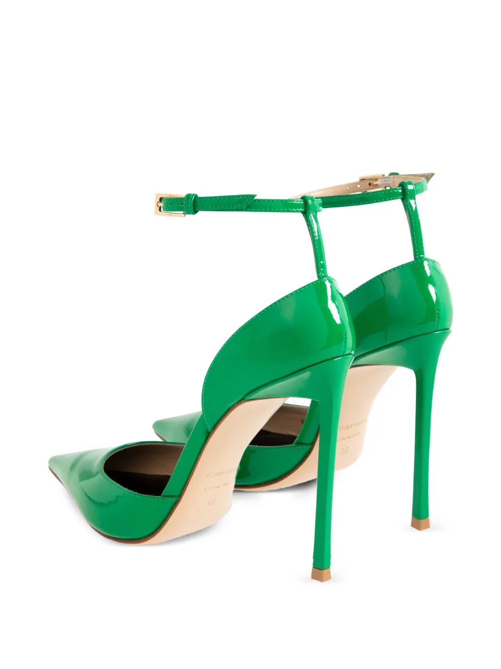 TOM FORD Vertigo patent-leather ankle-strap pumps Groen