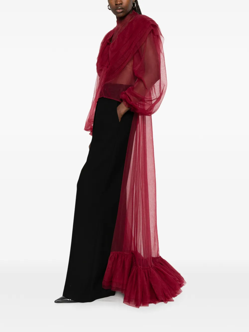 DUNESI Camilla blouse met ruches Rood
