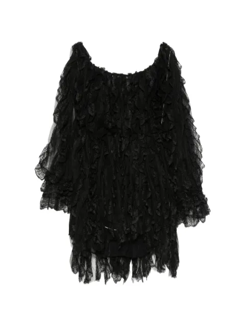 DUNESI lace-trim ruffled mini dress